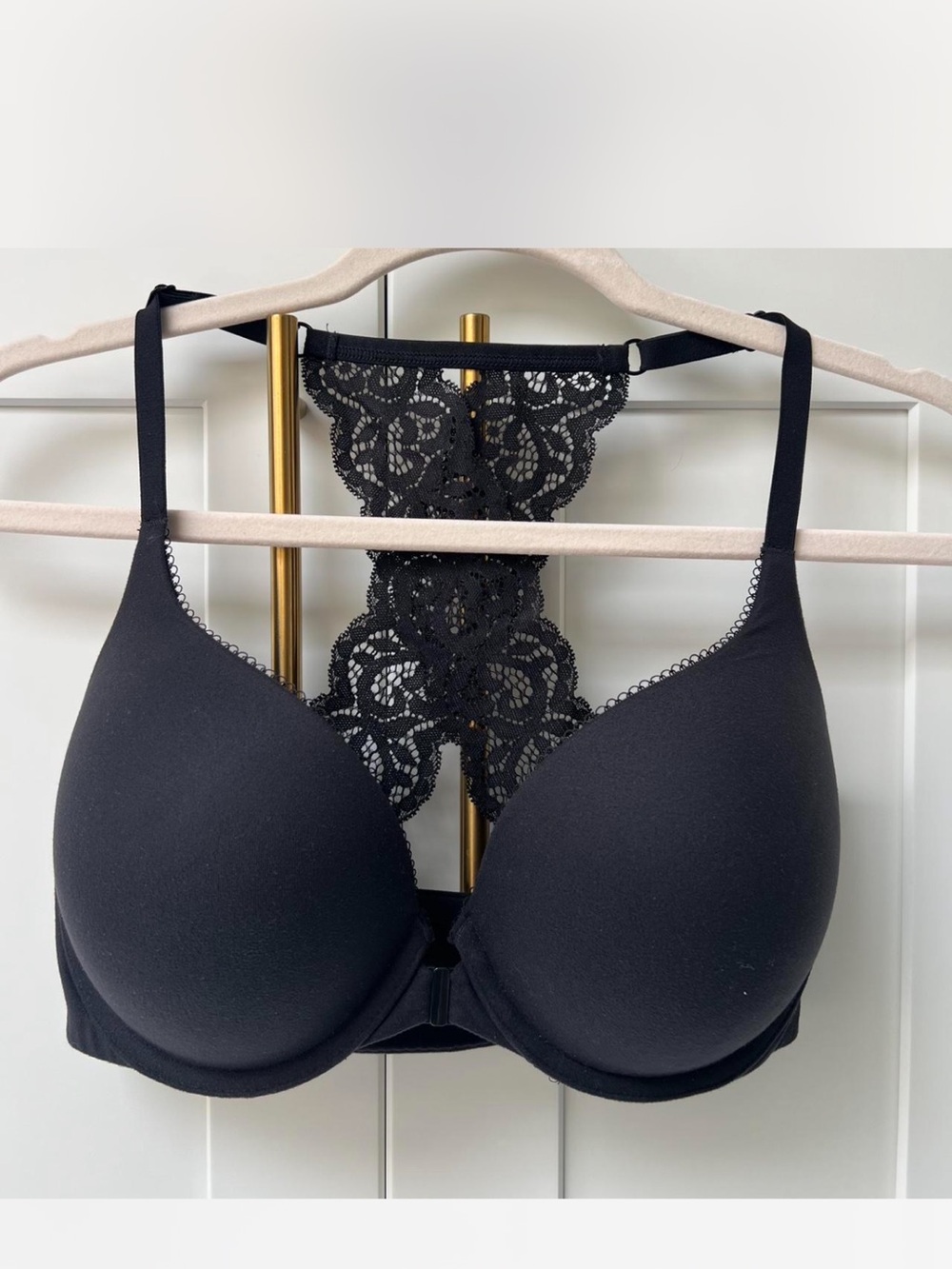 Black Lace Racerback Lined Bra